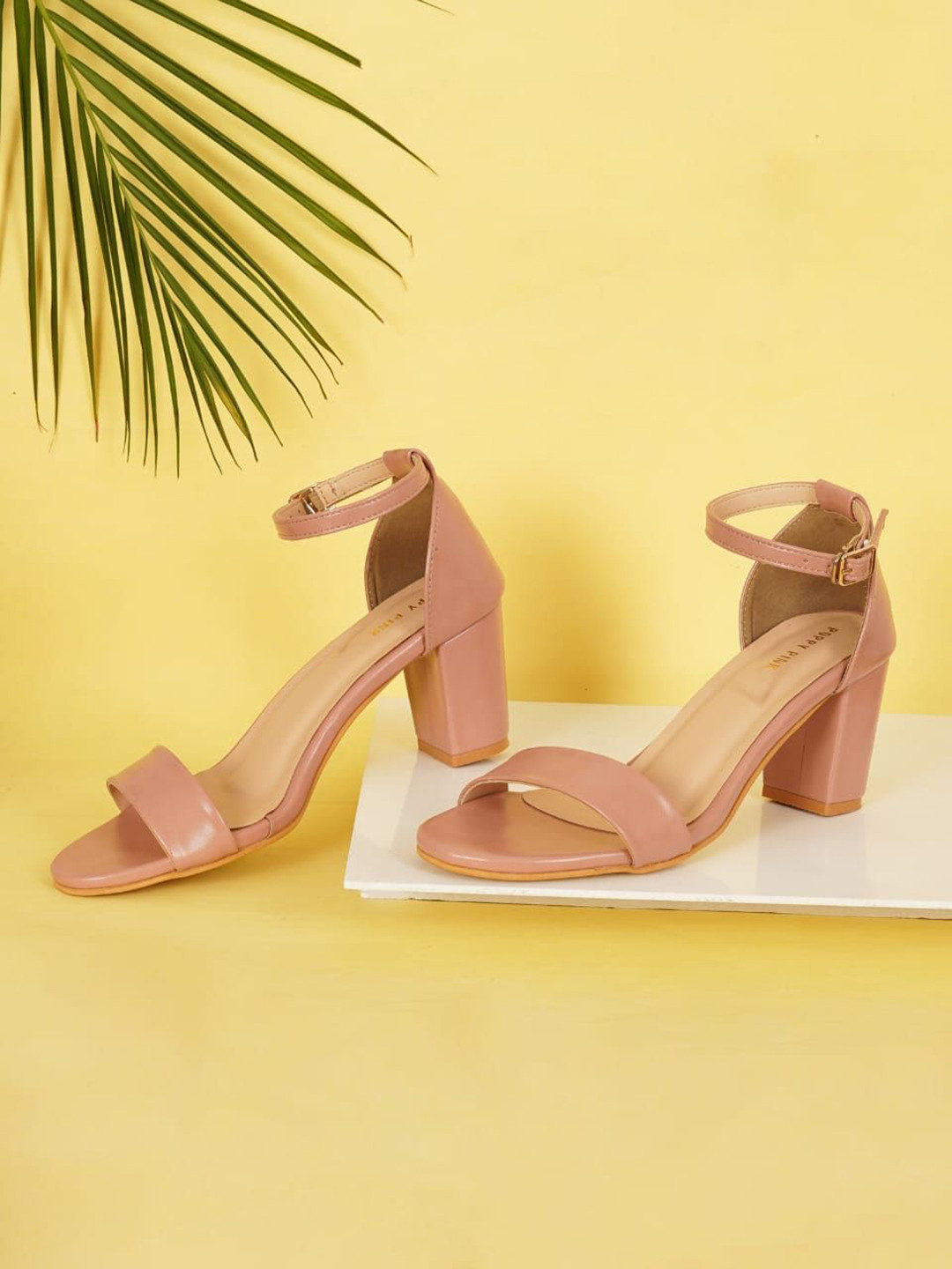 POPPYPINK Women Block Sandals with Buckles