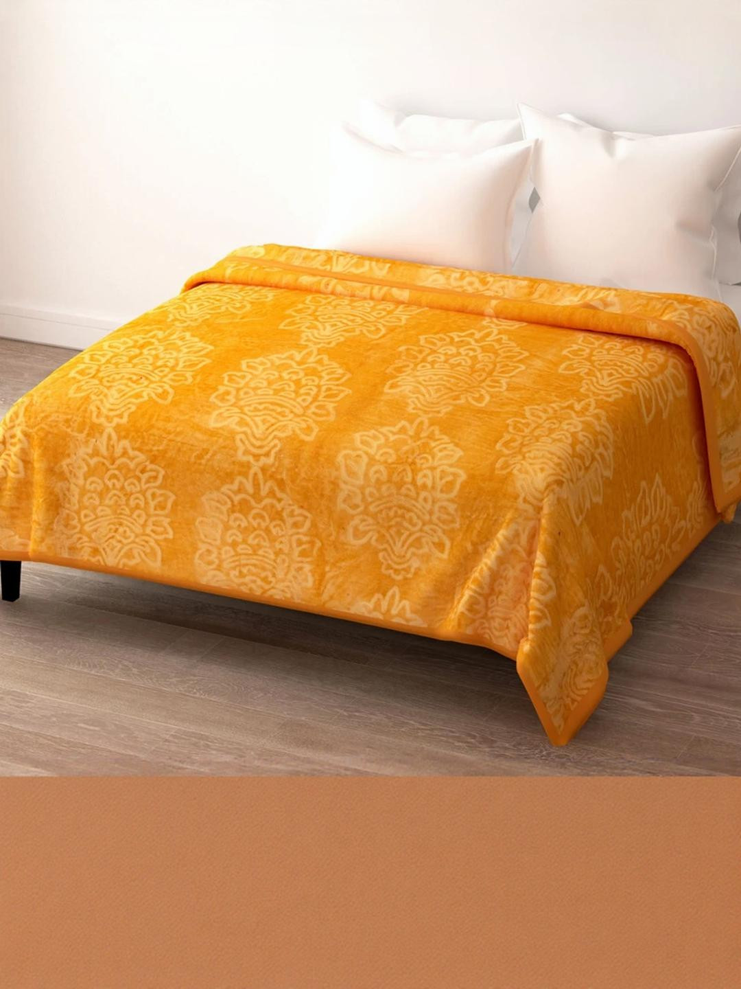 Doristyle Yellow 300 GSM SOLID MINK Double Bed Blanket