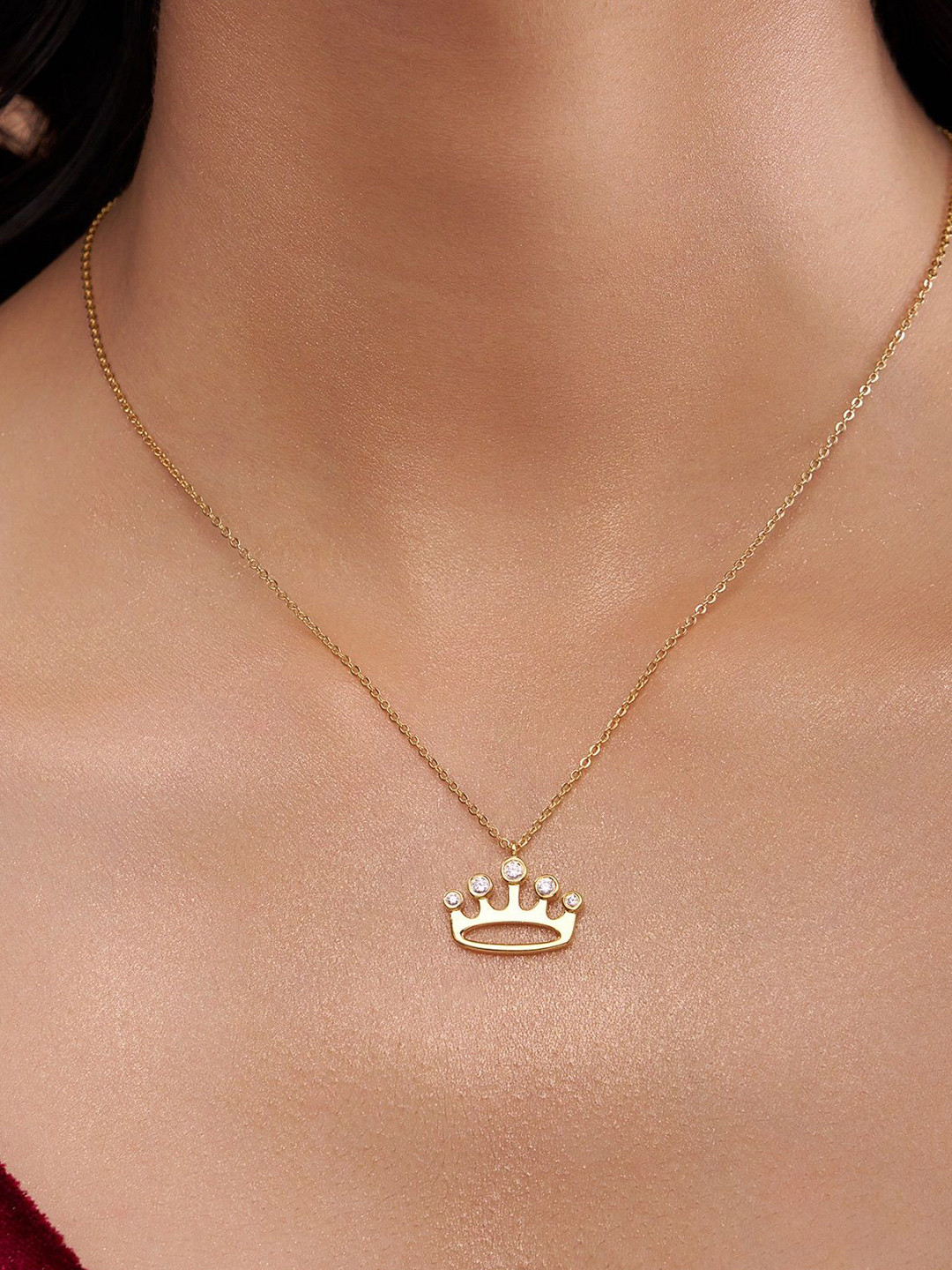 KYMEE 18K Gold Vermeil Stone-Studded Pendant With Chain