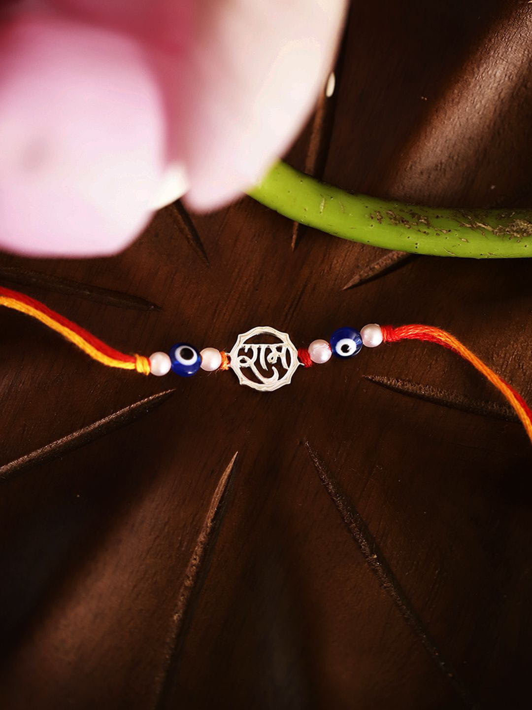 BONKIDS Kids 925 Silver Ram & Evil Eye Thread Rakhi