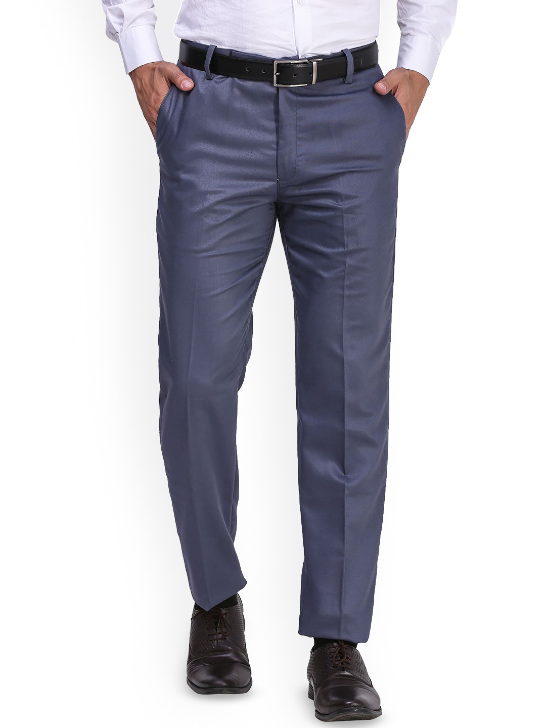THE TURQUOISE TURTLE Men Slim Fit Easy Wash Formal Trousers