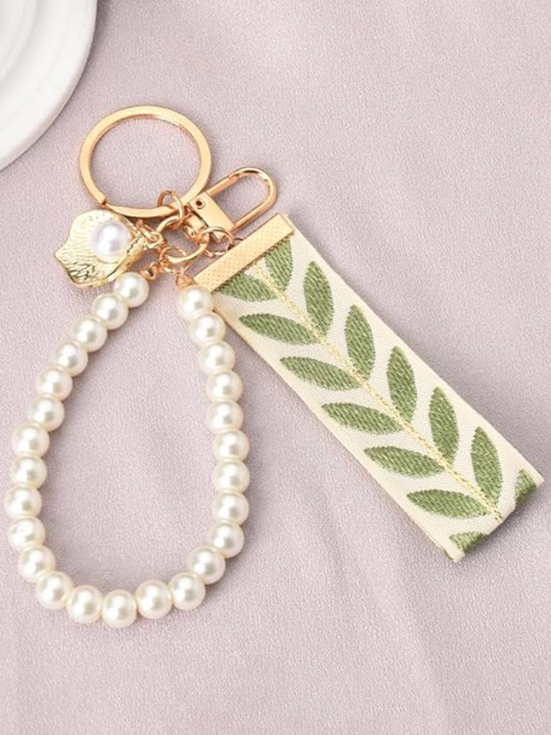 SALTY White & Green Pearl Whimsy Tassel Bag Charm