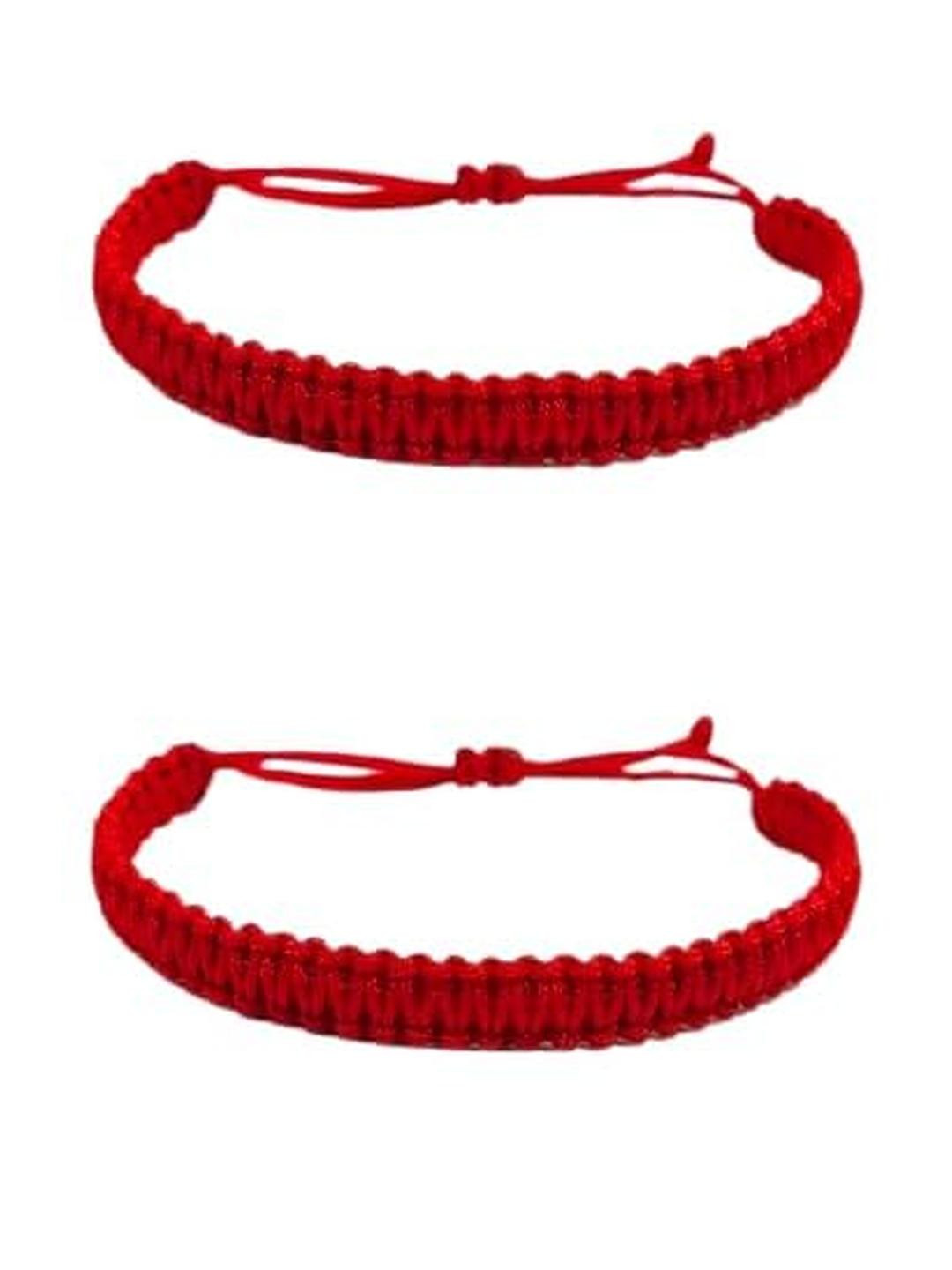 SUSVIJ set of 2 red hand pleated Unisex Bracelet