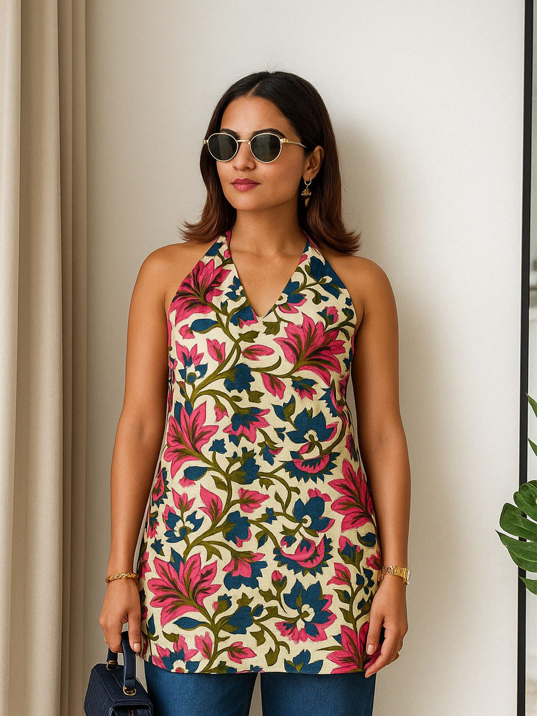 KAORI BY SHREYA AGARWAL Women Floral Printed Cotton Straight Kurti