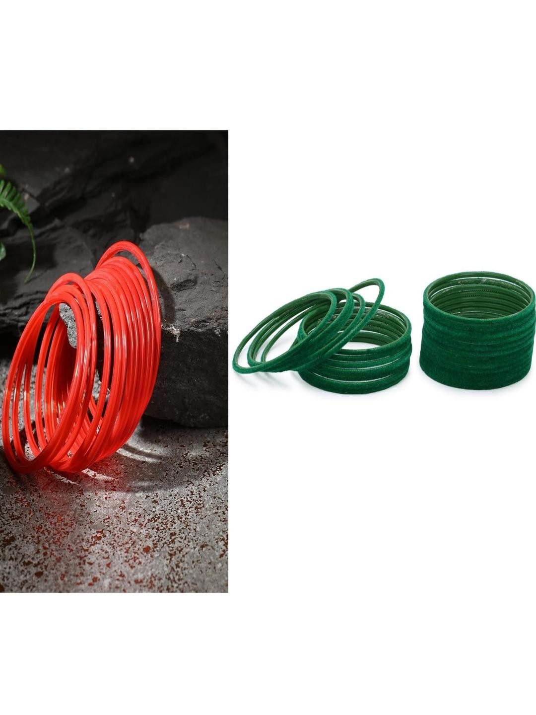 SOMIL Set Of 36 Women Red & Green Bangles Set