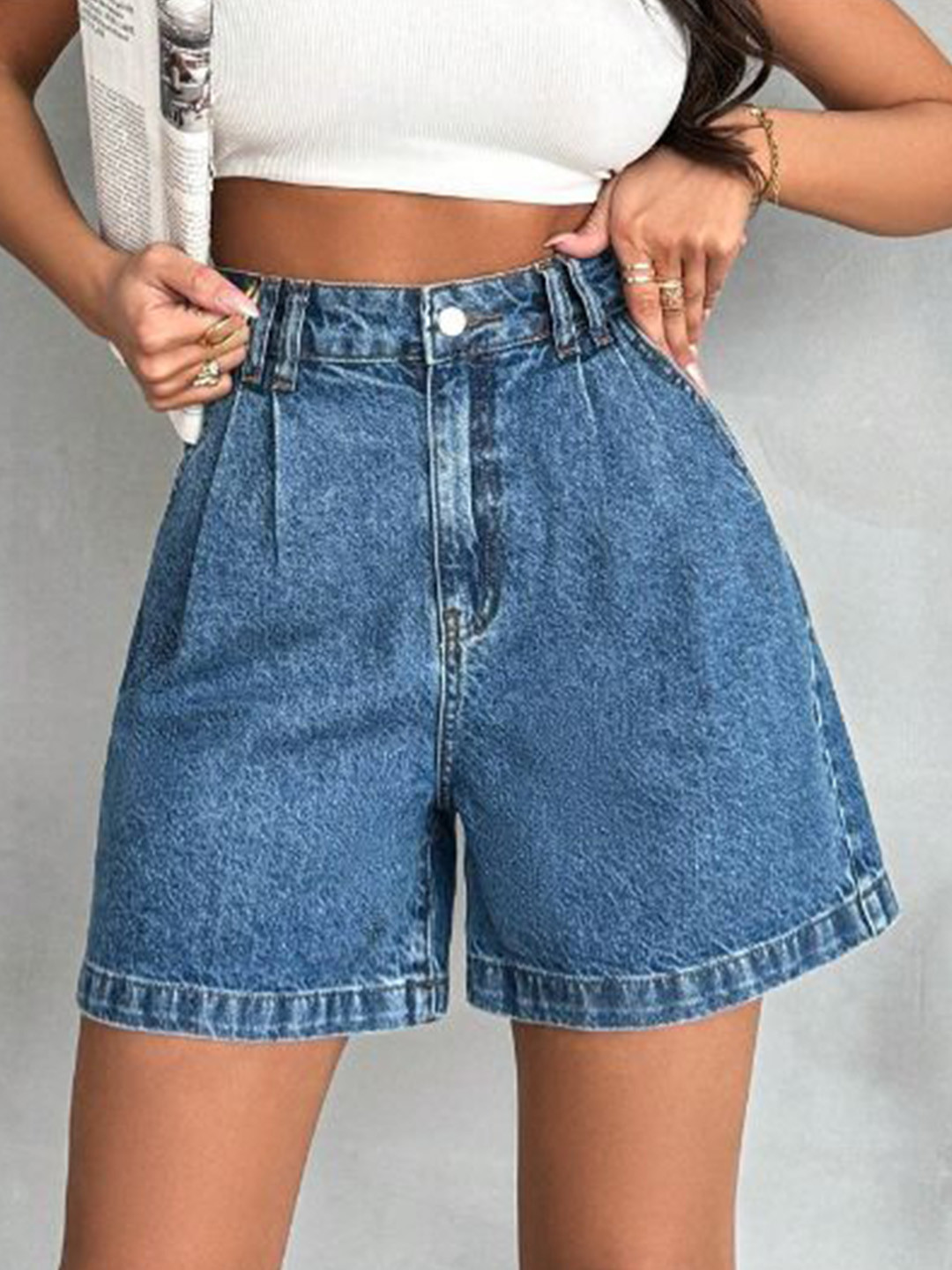 CHALODIA Women High-Rise Denim Outdoor Denim Shorts