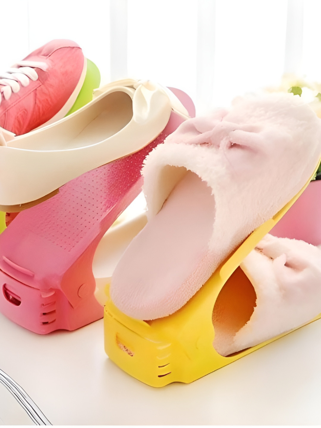 Upkaranwale Brown Adjustable Shoe Slots Organizer Portable Shoe Rack