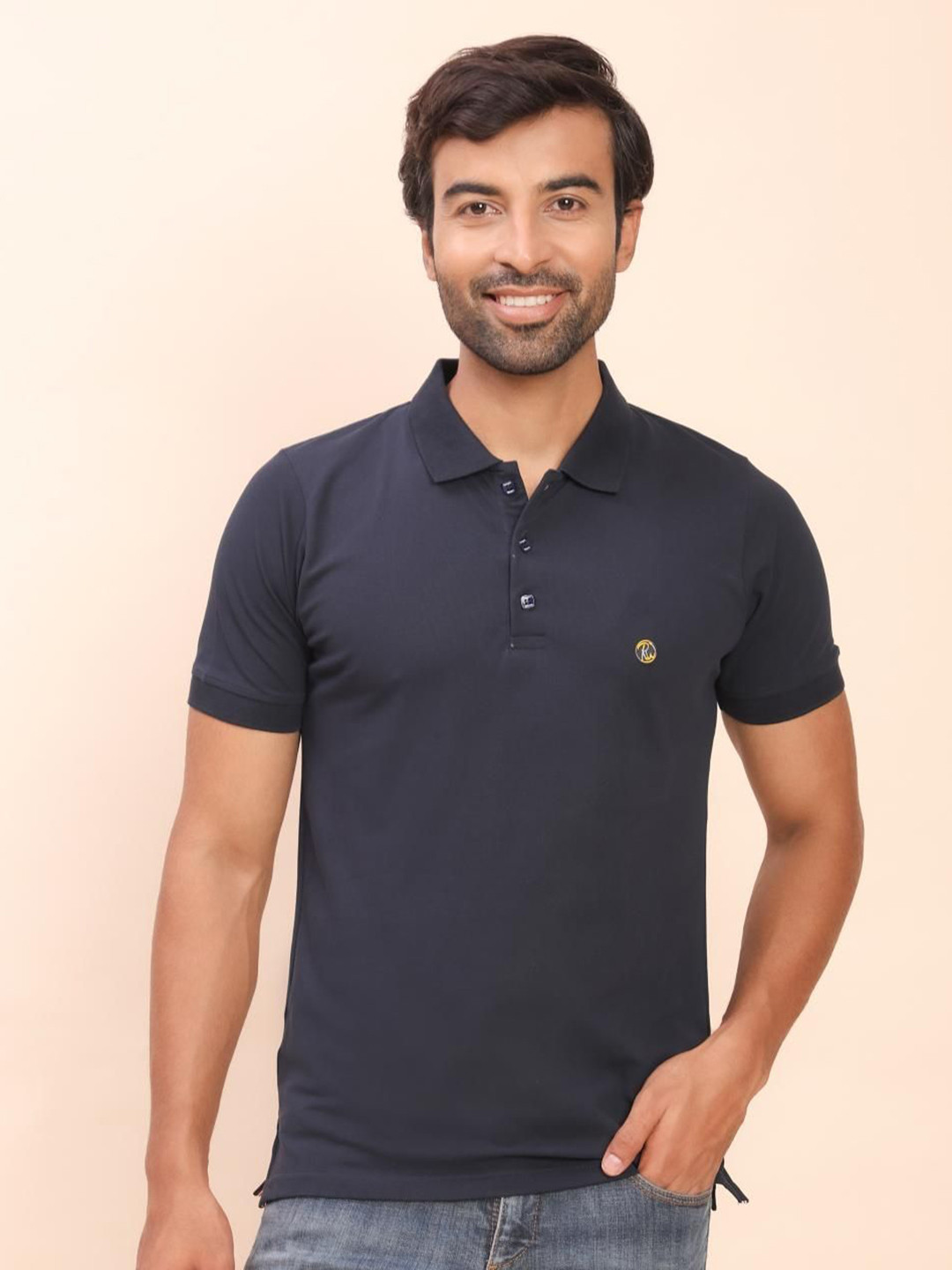 RELIGHT WEARS Polo Collar Regular Sleeves Cotton Antimicrobial Regular Fit T-shirt