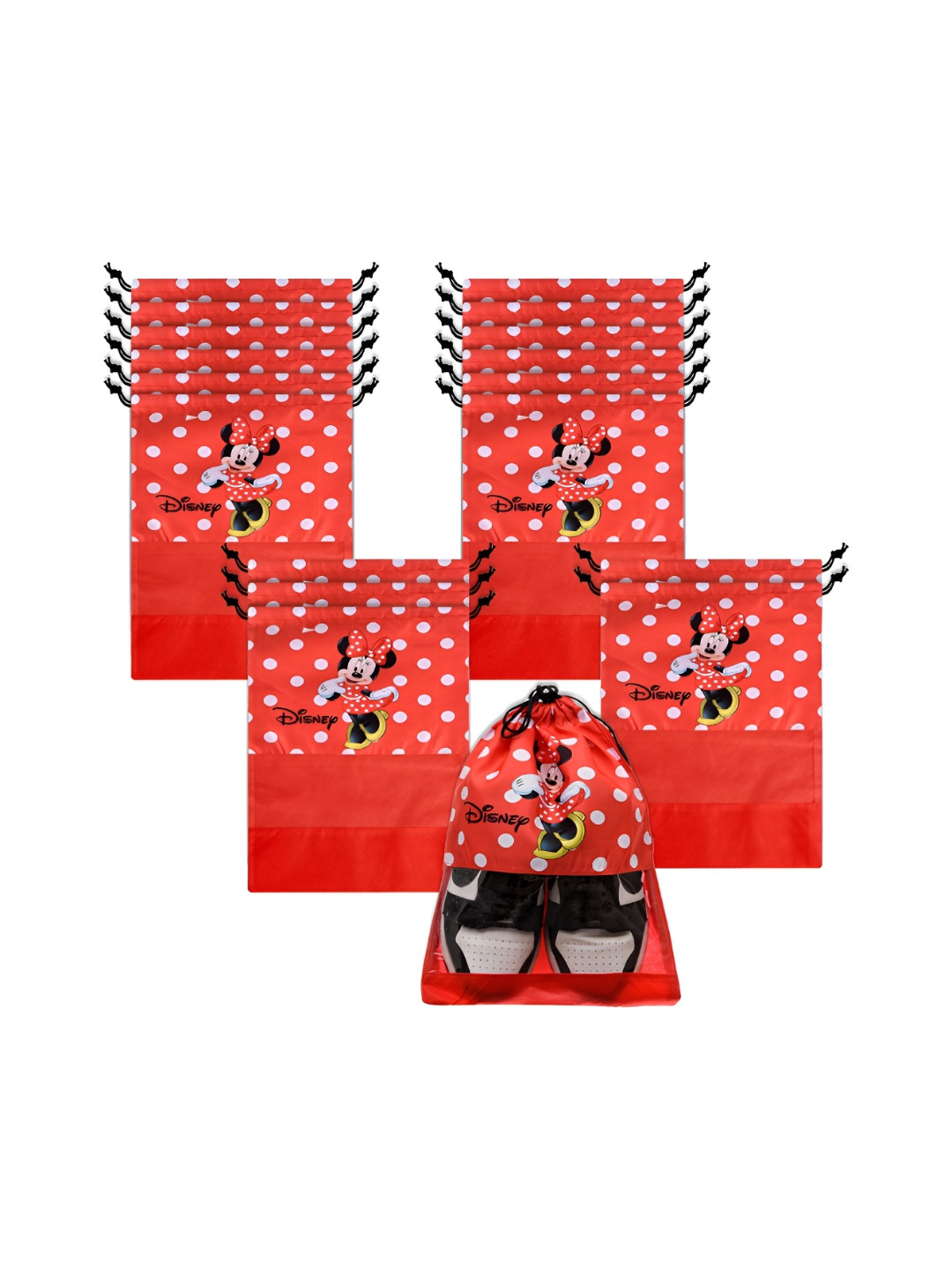 YK Red & White 18 Pieces Disney Minnie Printed Shoes Organisers