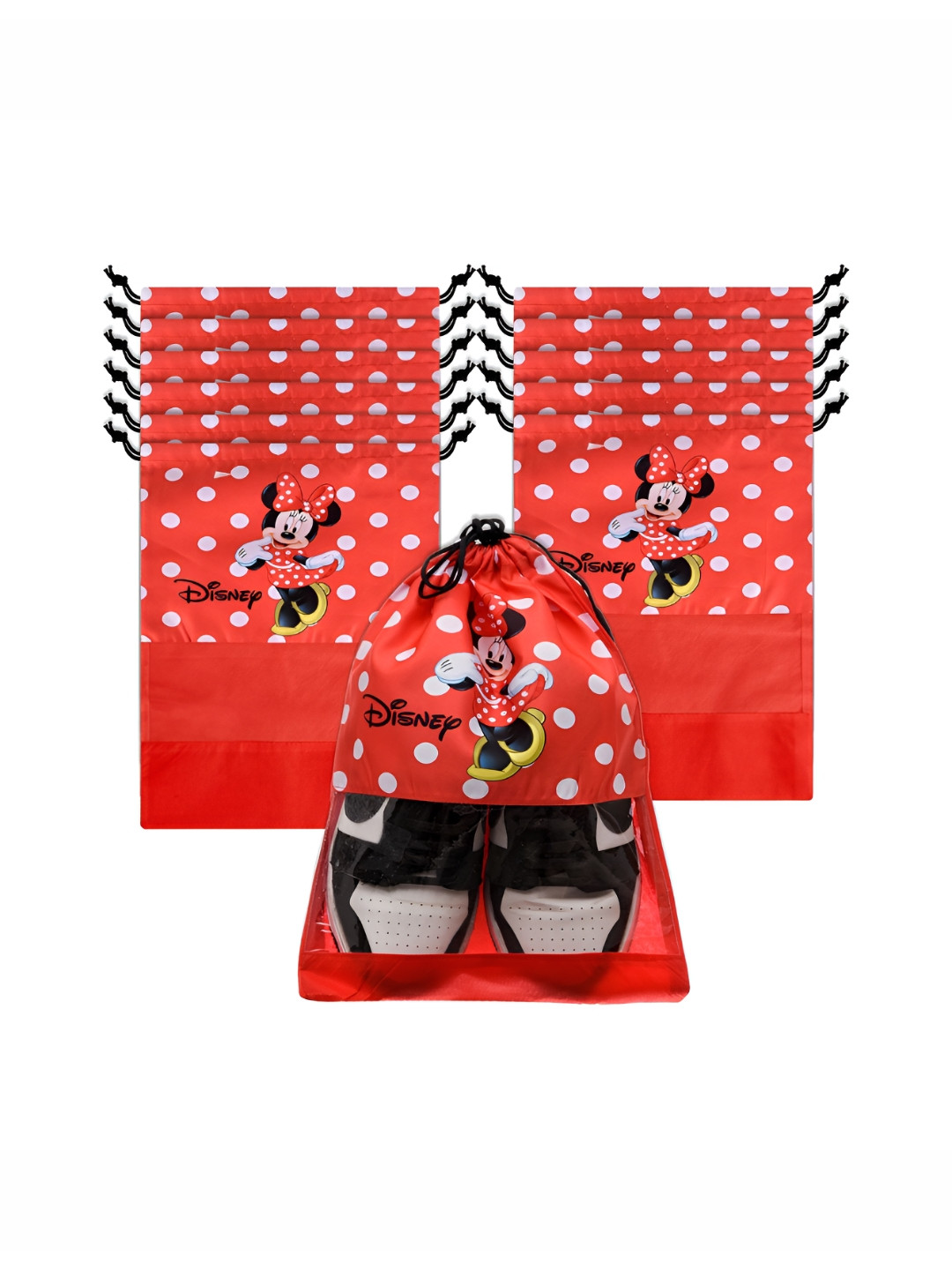 YK Red & Black 12 Pieces Disney Minnie Printed Shoes Organisers