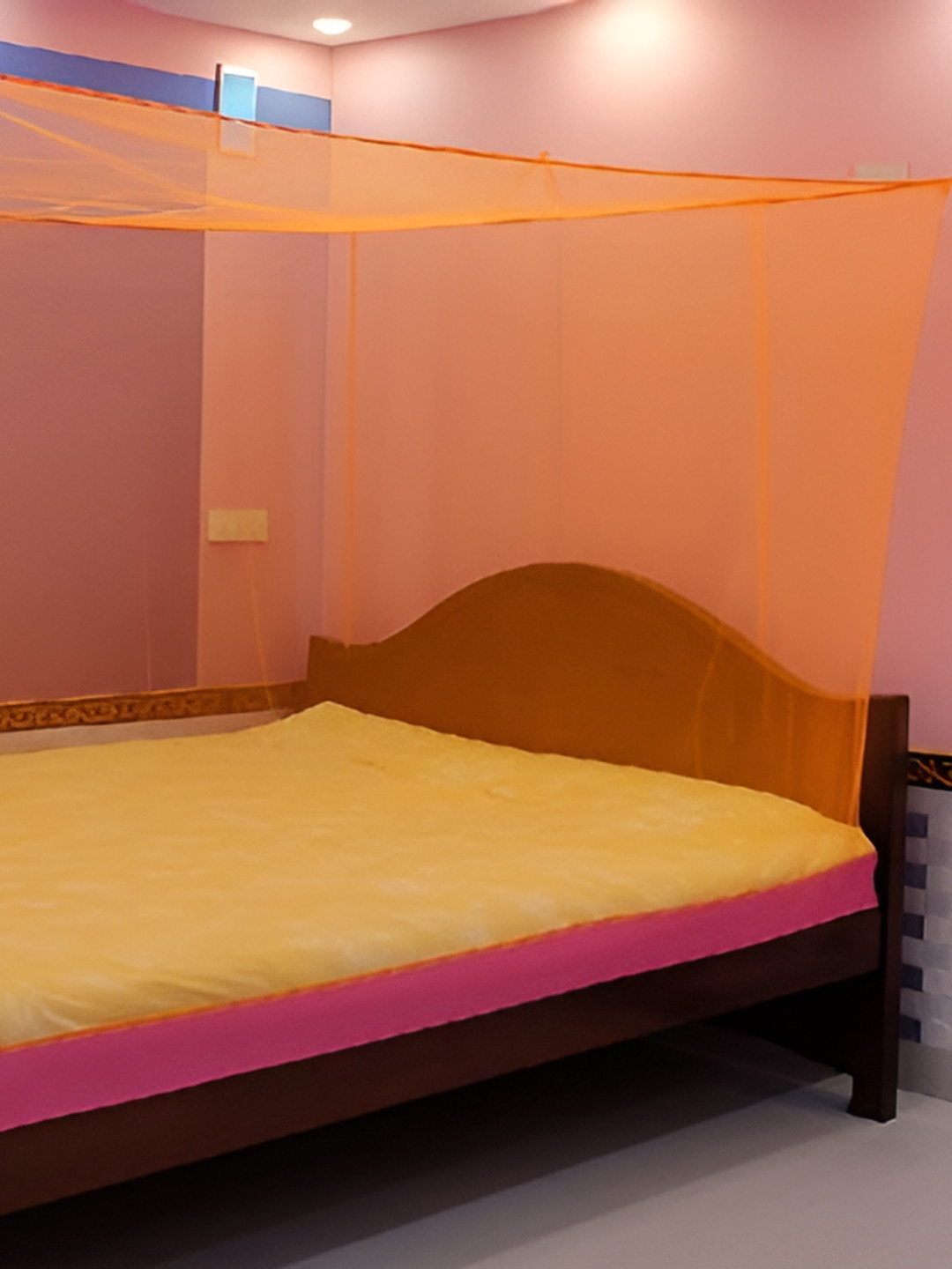 MEHON CRAFT Orange Queen Size Foldable Tent Mosquito Net