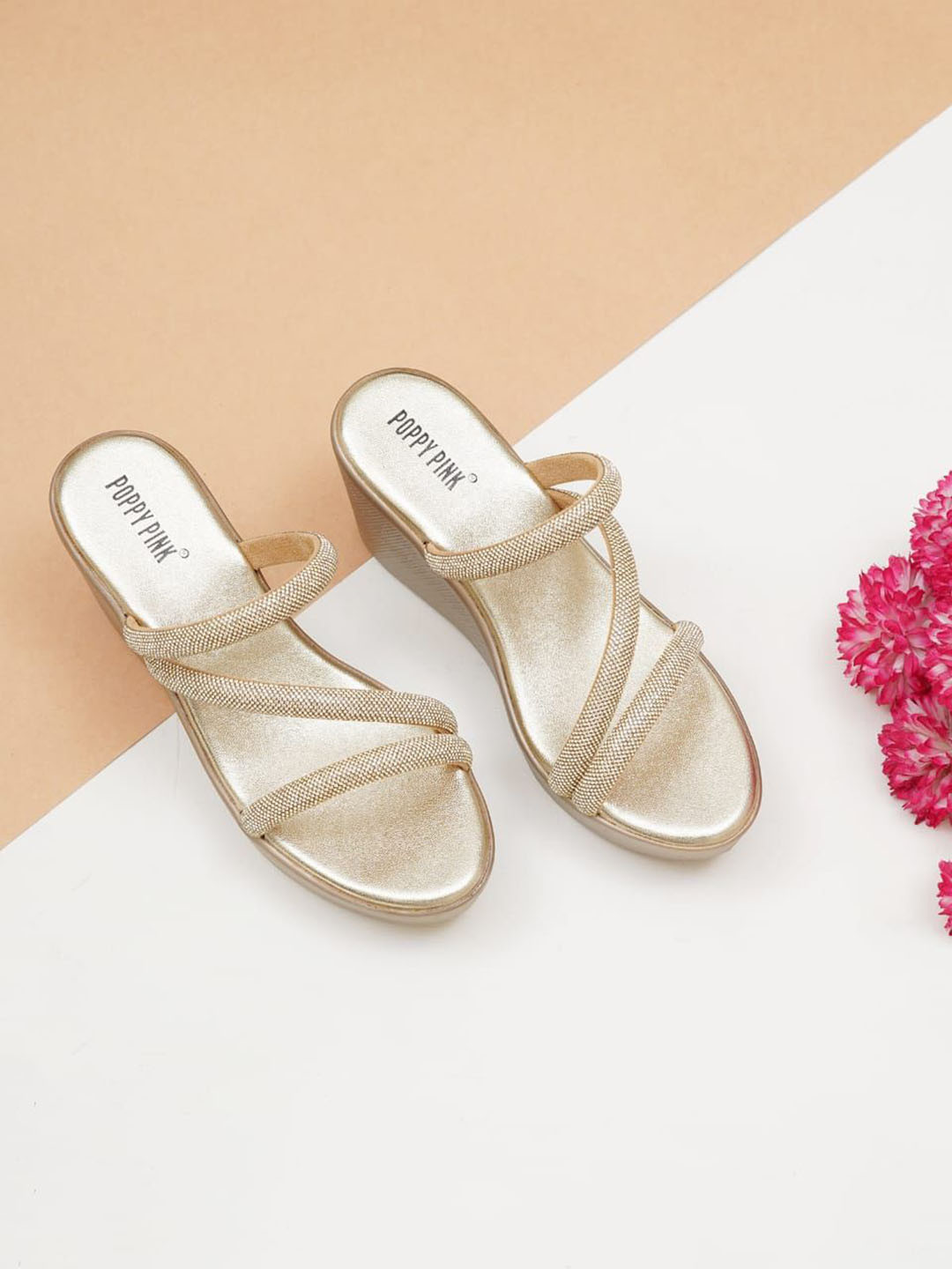 POPPYPINK Women Textured Wedge Sandals