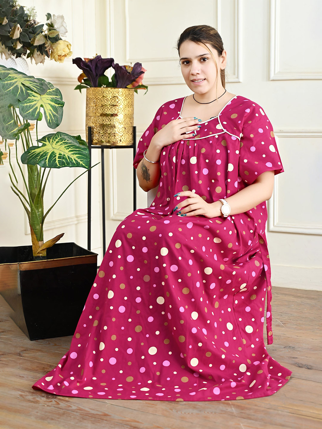 Bindass Female Collection Printed Maxi Nightdress