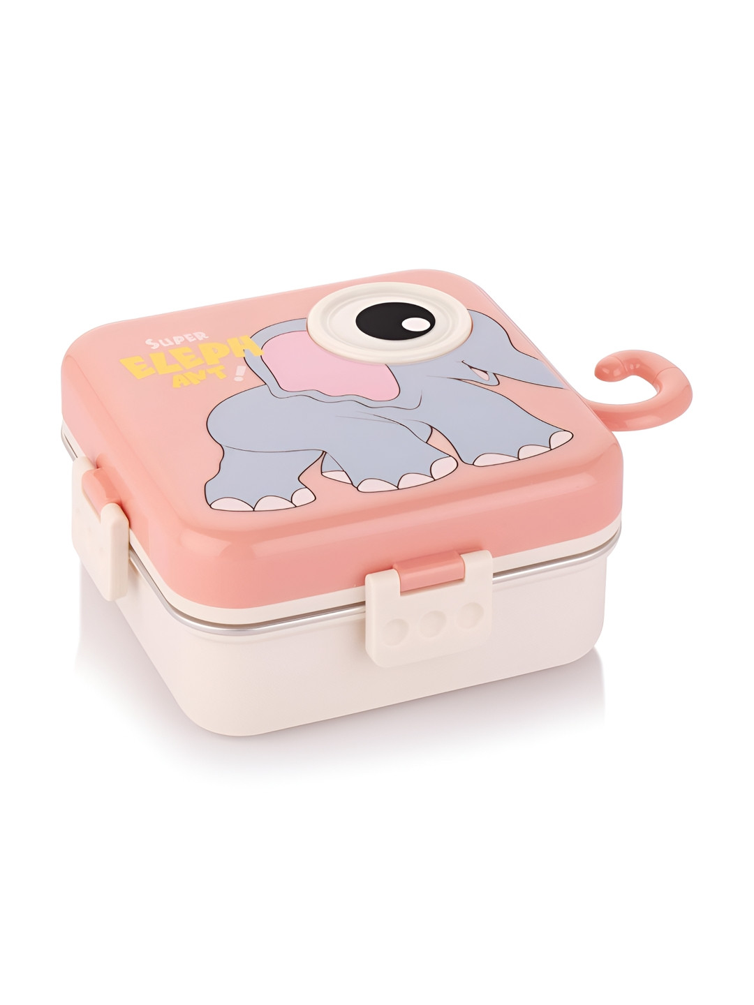 Kidoyz Pink Printed Stainless Steel Bento Lunch Box