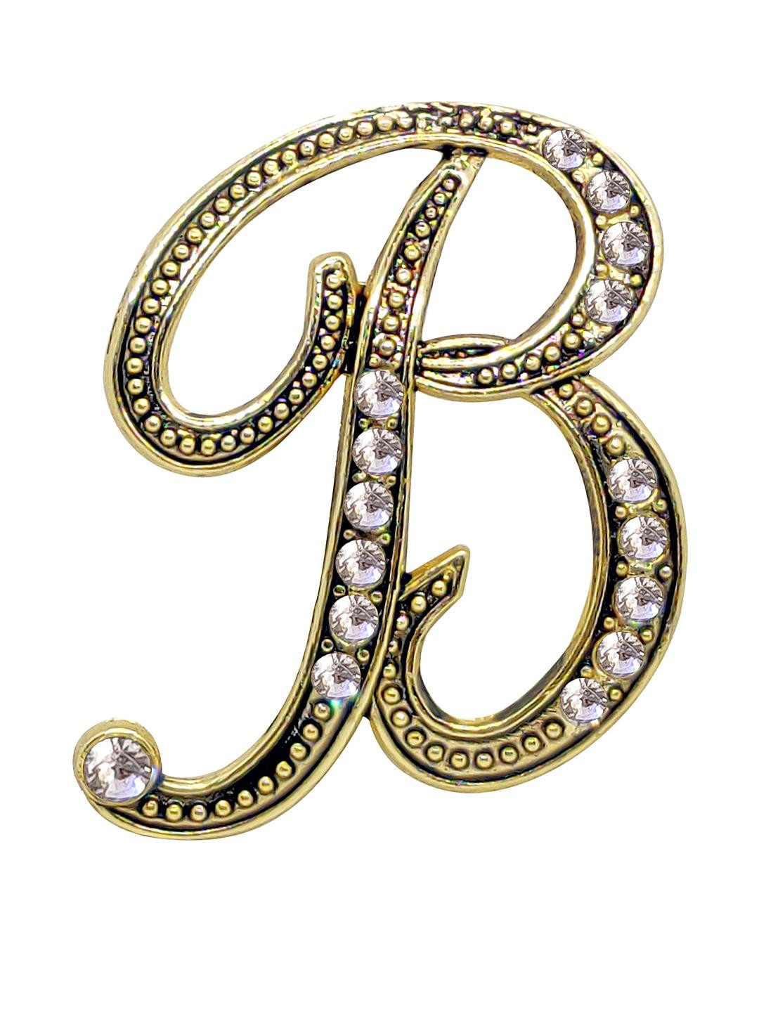 FURE Gold Plated B Initial Alphabet Brooch