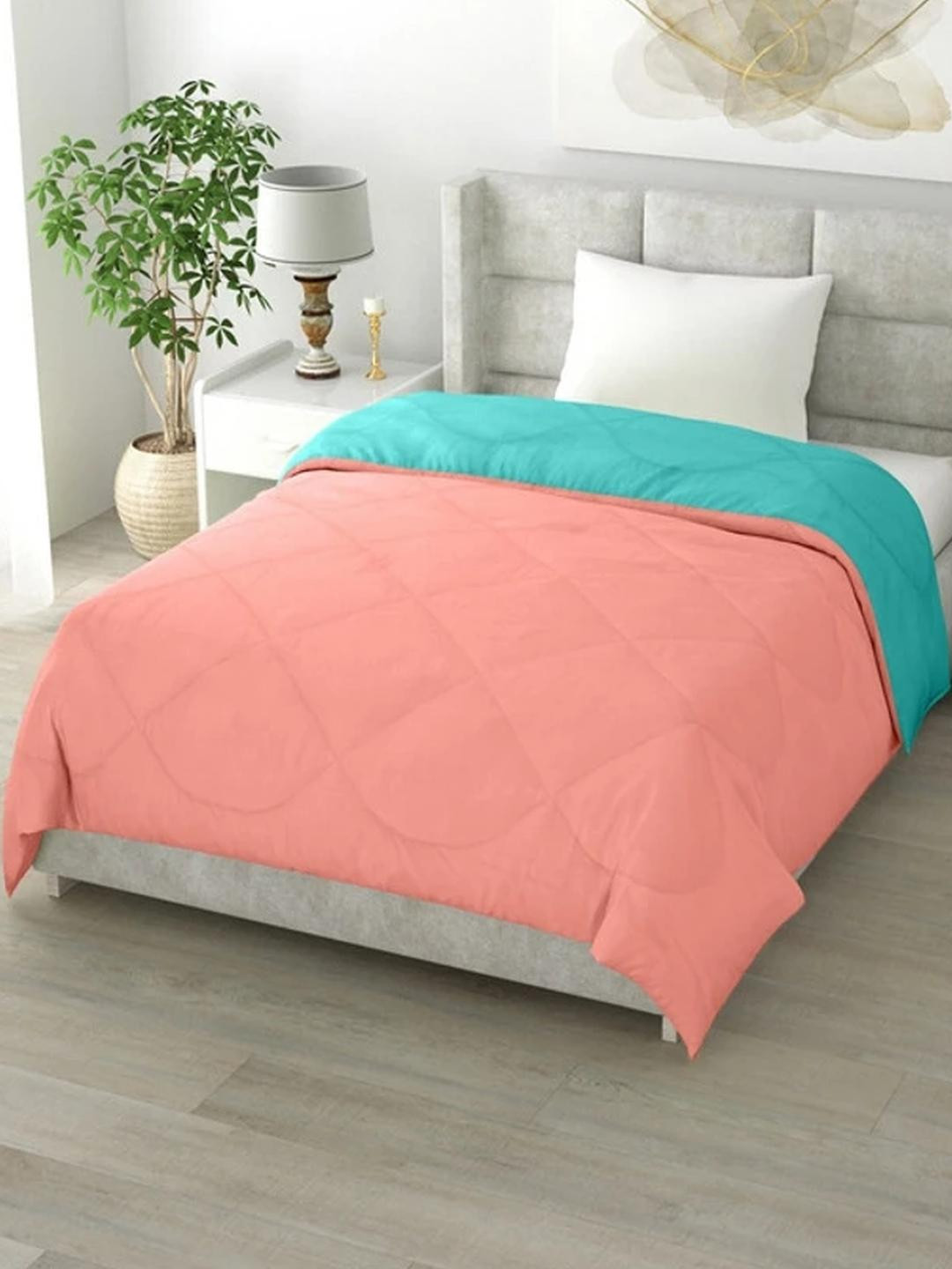 Doristyle Red 250 GSM Checked Microfiber Single Bed Comforter