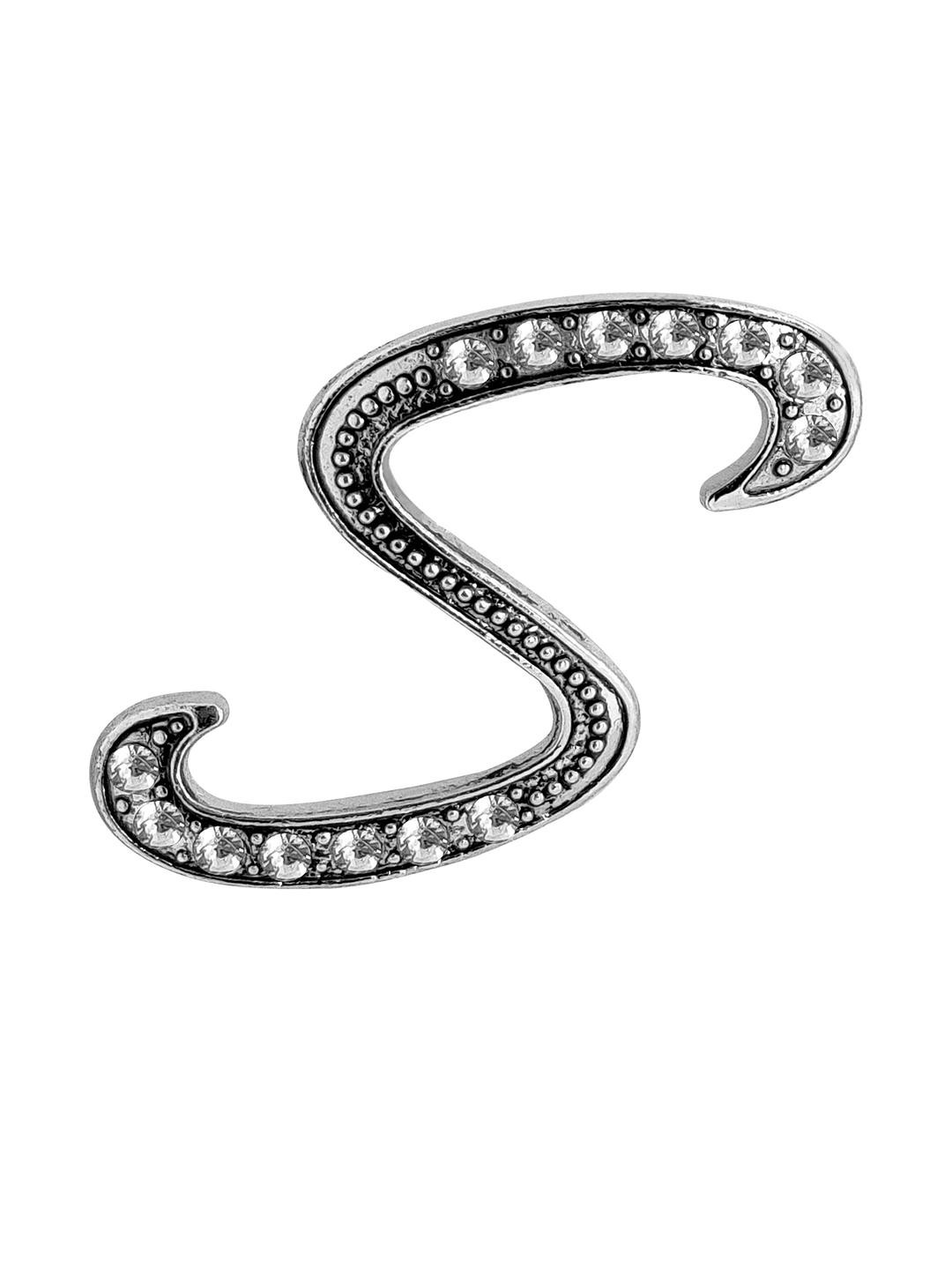 FURE Silver-Toned Plated S Initial Alphabet Brooch