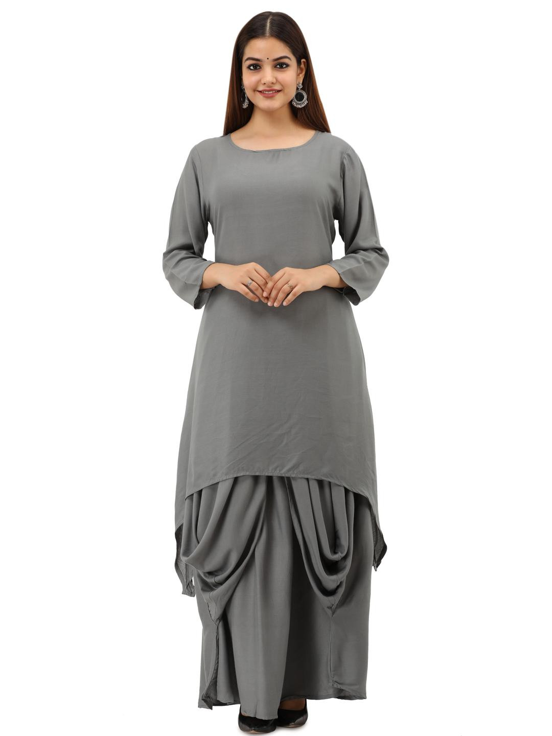 RA Creation Women Dyed Viscose Rayon Kurta & Dhoti Pants
