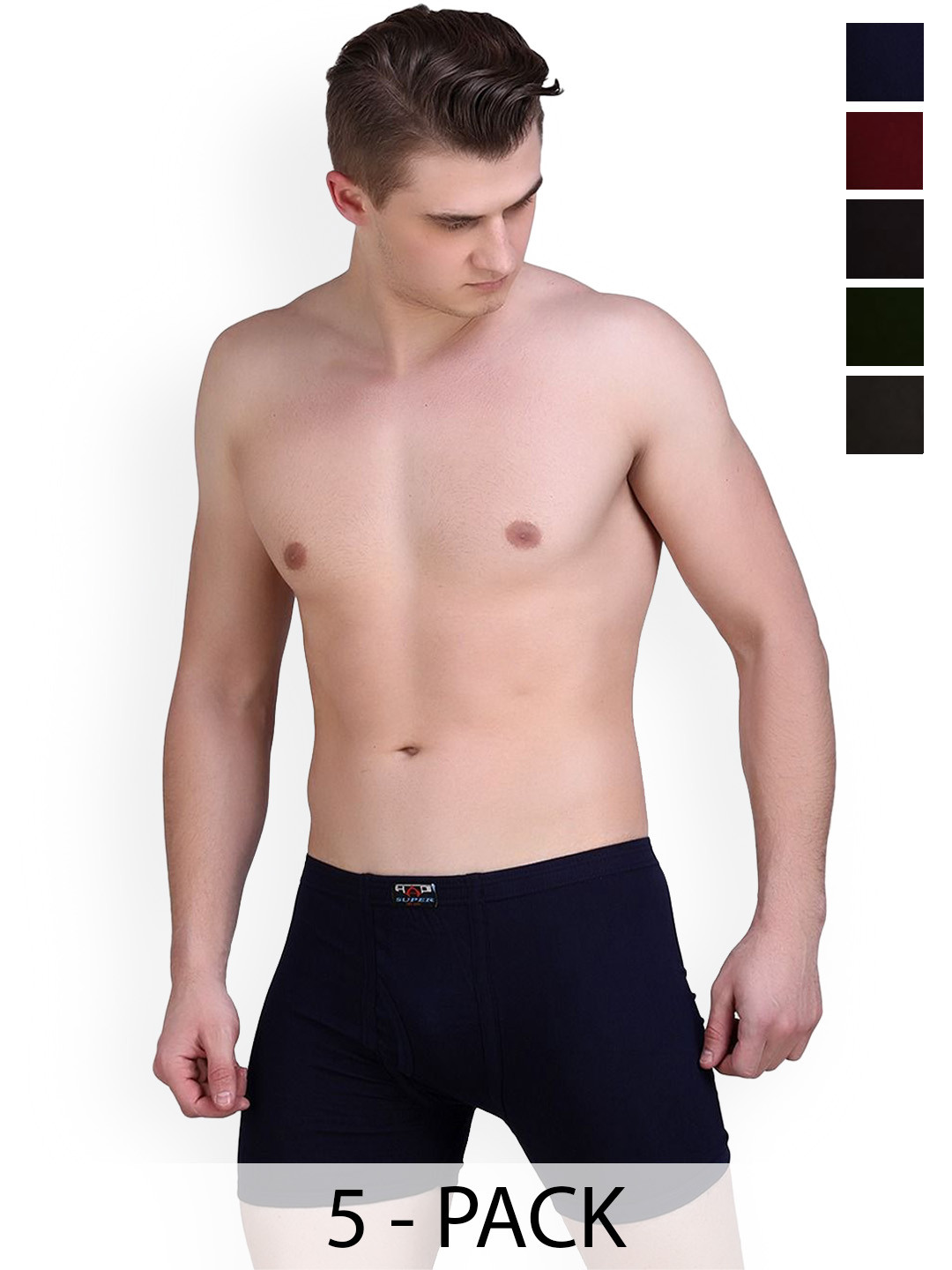 HAP Pack Of 5 Mid-Rise Pure Cotton Trunks HW_SUPER_TRUNKS_IE_LONG-XS