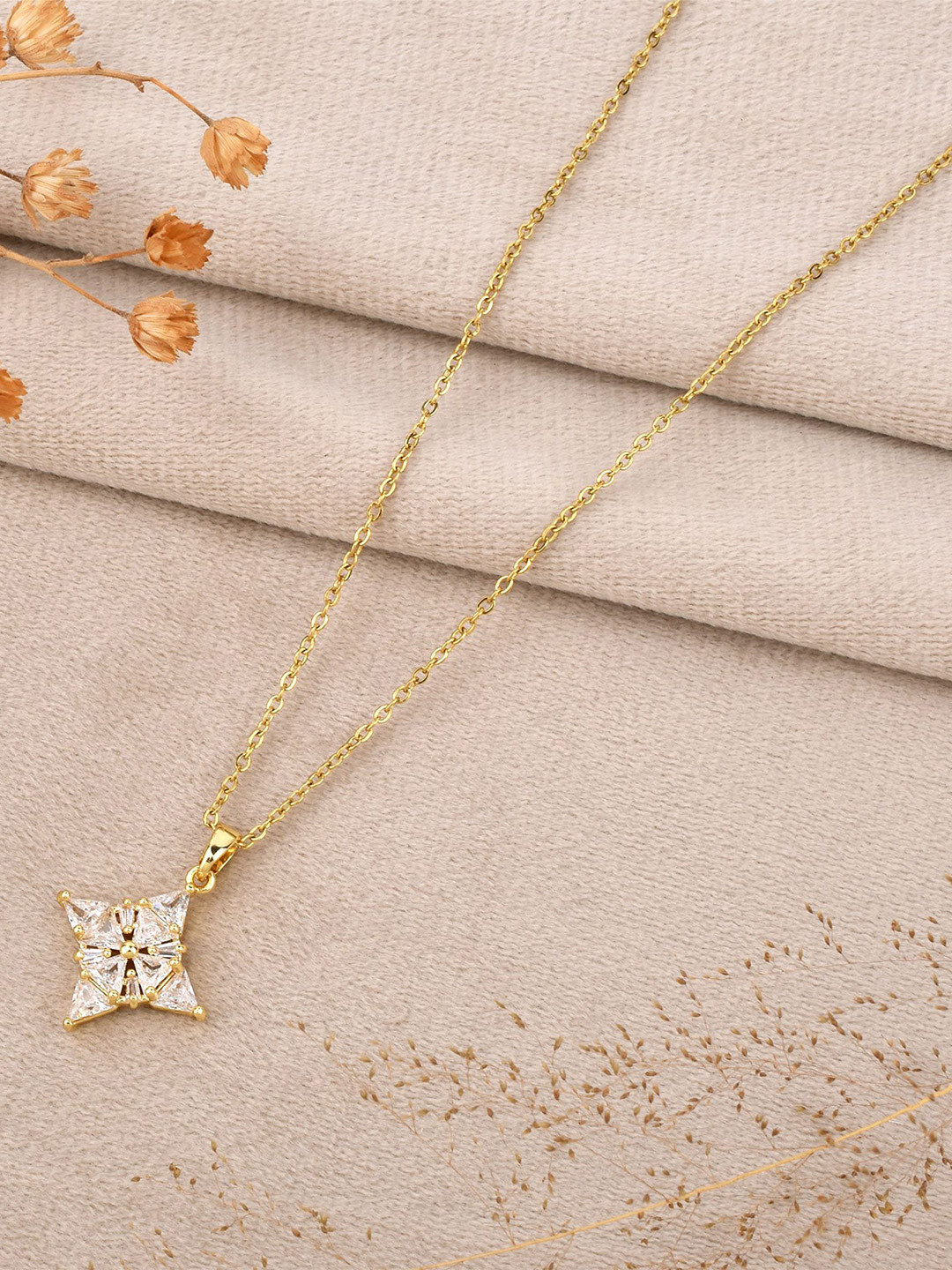 SHILLYN Hypo Allergic & Demi-fine Gold-Plated Square Pendants with Chains