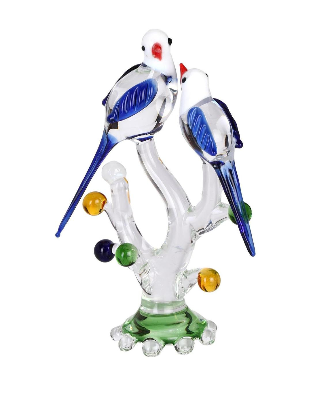 SOMIL Blue & Transparent Bird Figurine Showpiece