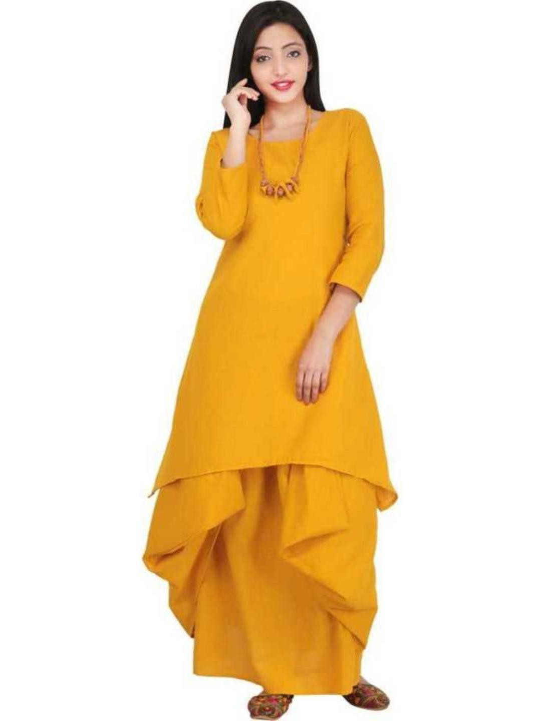 RA Creation Women Dyed Viscose Rayon Kurta & Dhoti Pants