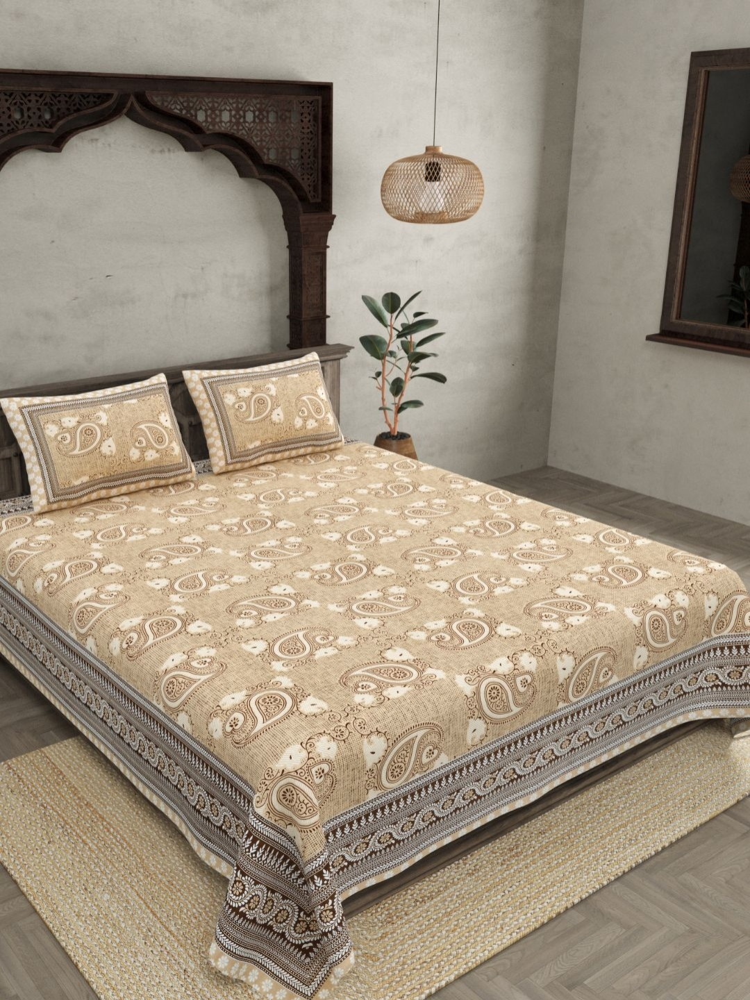 BED-SHEET.COM Floral 180 TC King Bedsheet with 2 Pillow Covers
