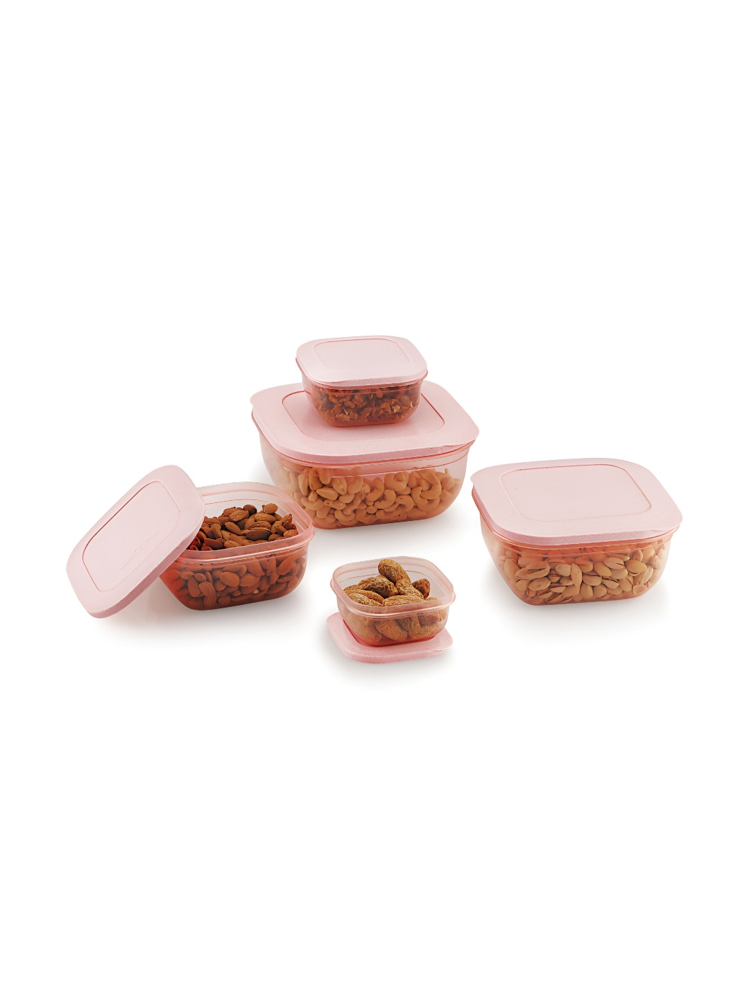 MATVIZO Pink 5 Pieces Square Air Tight  Fridge Container Containers