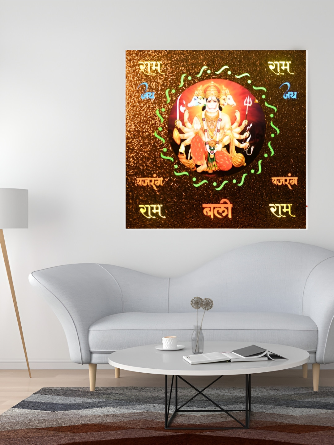 SHRI KHATU SHYAM CREATION Brown & Yellow Religious Wooden Square Wall Art With Back Light