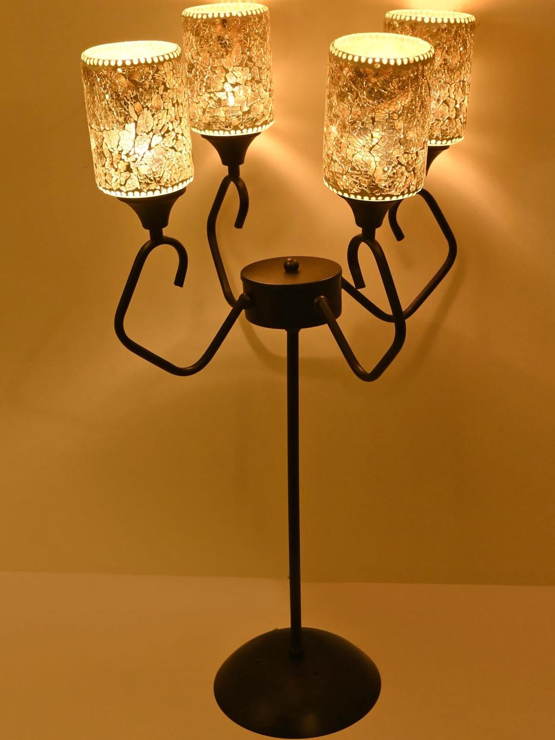 SOMIL Modern Floor Lamp with Metal Base and Four Glass Shades