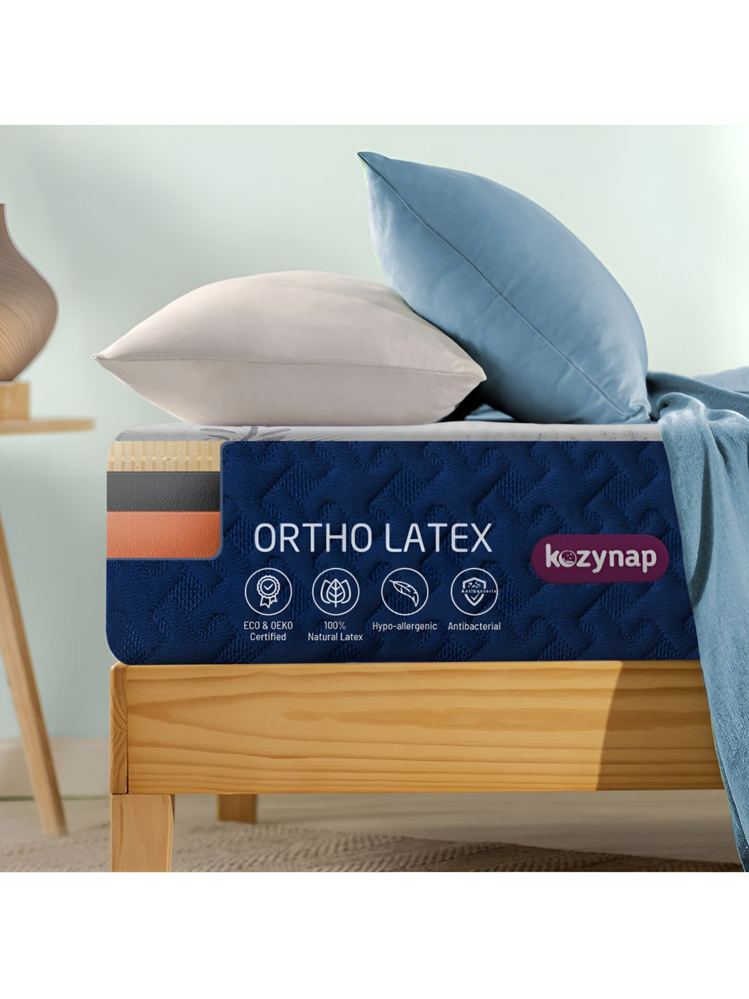 KOZYNAP White & Blue Quilted Orthopedic Single Mattress