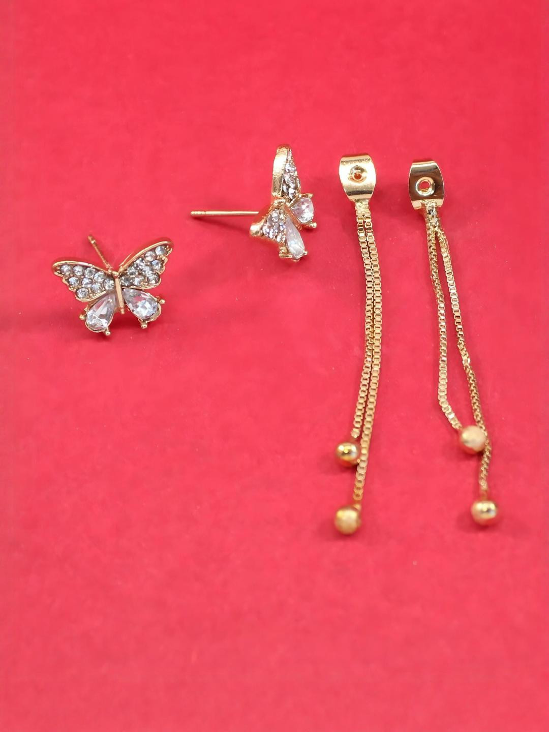 Gold Butterfly Dangle Drop Earrings