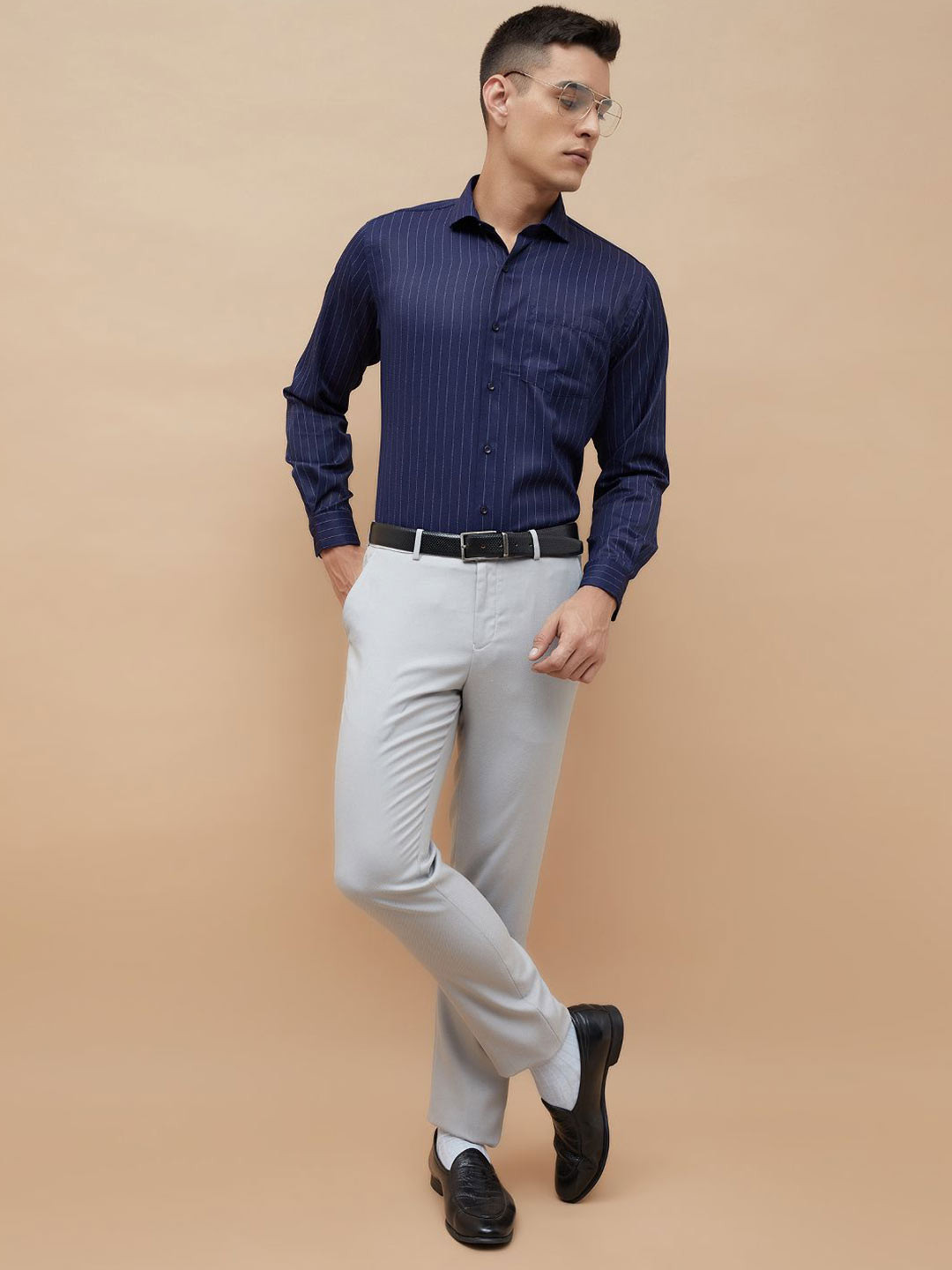 CODE by Lifestyle Men Pinstripes Striped Spread Collar Cotton Formal Shirt