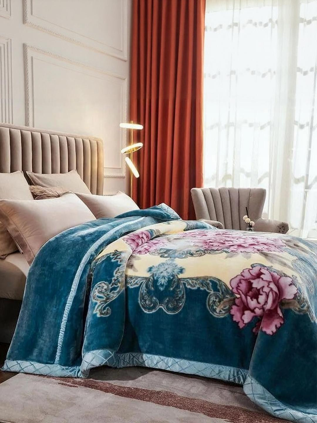 Doristyle Green 500 GSM Printed Double Bed Blanket