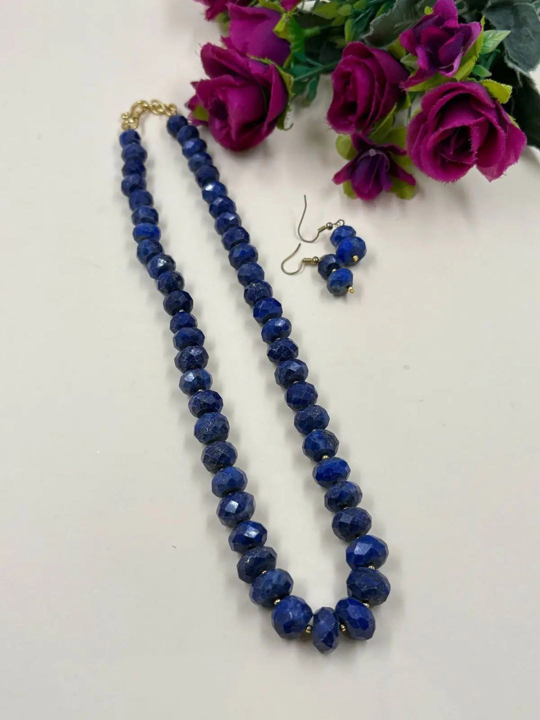 Gehna By  Beadazzled Lapis Lazuli Beaded Necklace Set