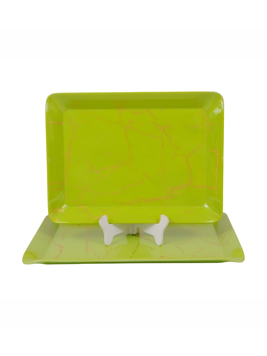 AURKA Green 2 Pcs Printed Rectangle Melamine Serveware Serving Trays