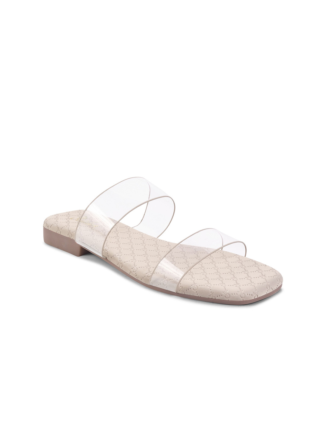 Padchin Women Textured Transparent Comfortable Open Toe Flats