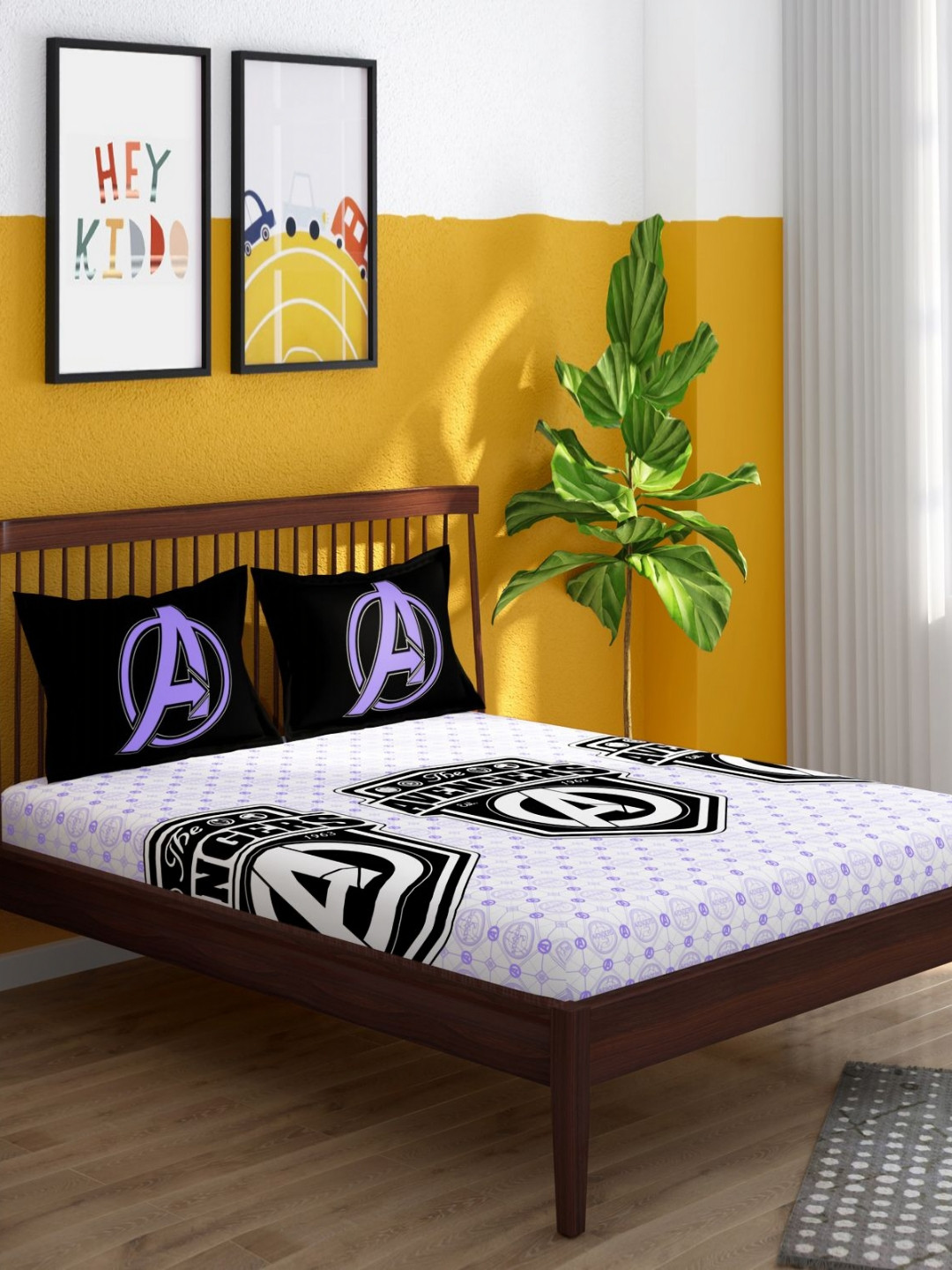 Portico Authentica White & Purple 152 TC Super King Bedsheet 2.74 m x 2.74 m