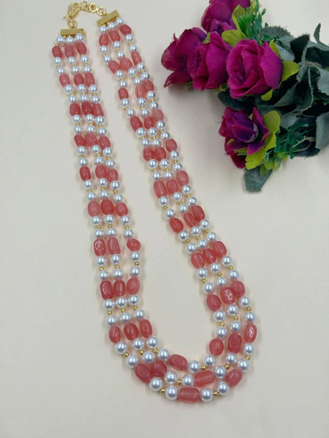Gehna By  Beadazzled Pearls Beaded layered Statement Necklace