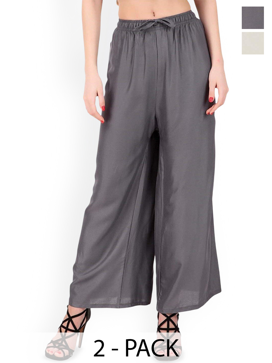 SRISARAS Women Pack of Wide Leg Palazzos