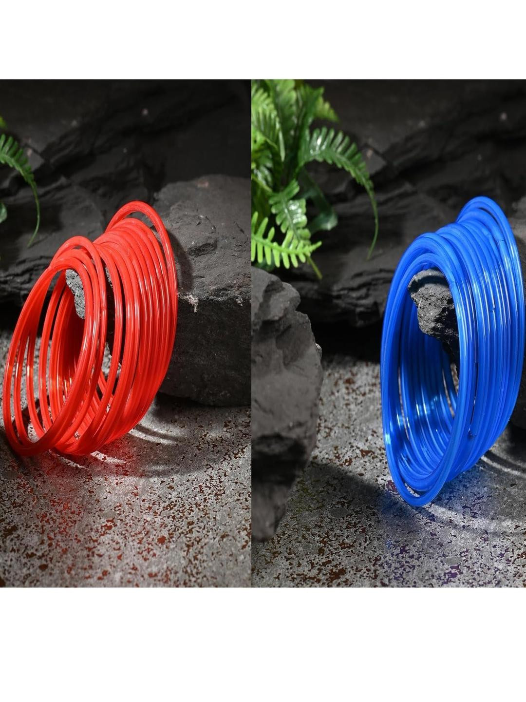 SOMIL Set Of 24  Blue And Red Glass Artificial Stones and Beads Bangles