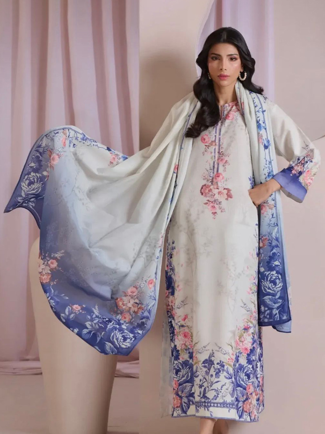 DESIGN ELEMENTS Women Pure Cotton Kurta with Trousers & Dupatta