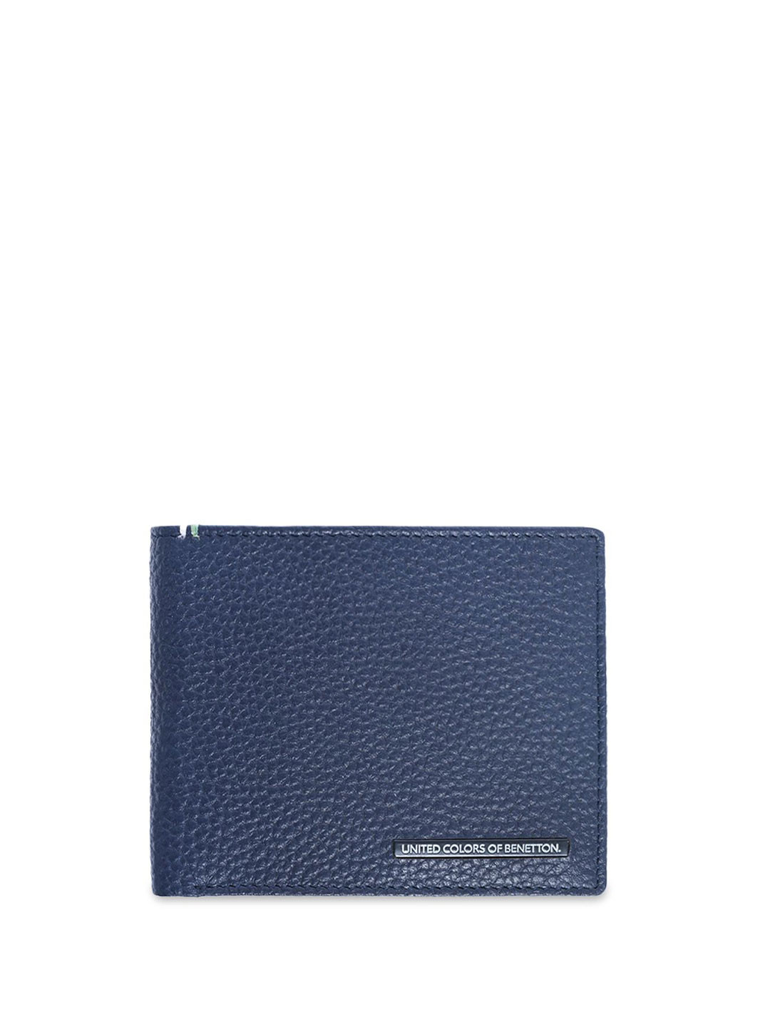 United Colors of Benetton Men Textured Leather Two Fold Wallet with SIM Card Holder