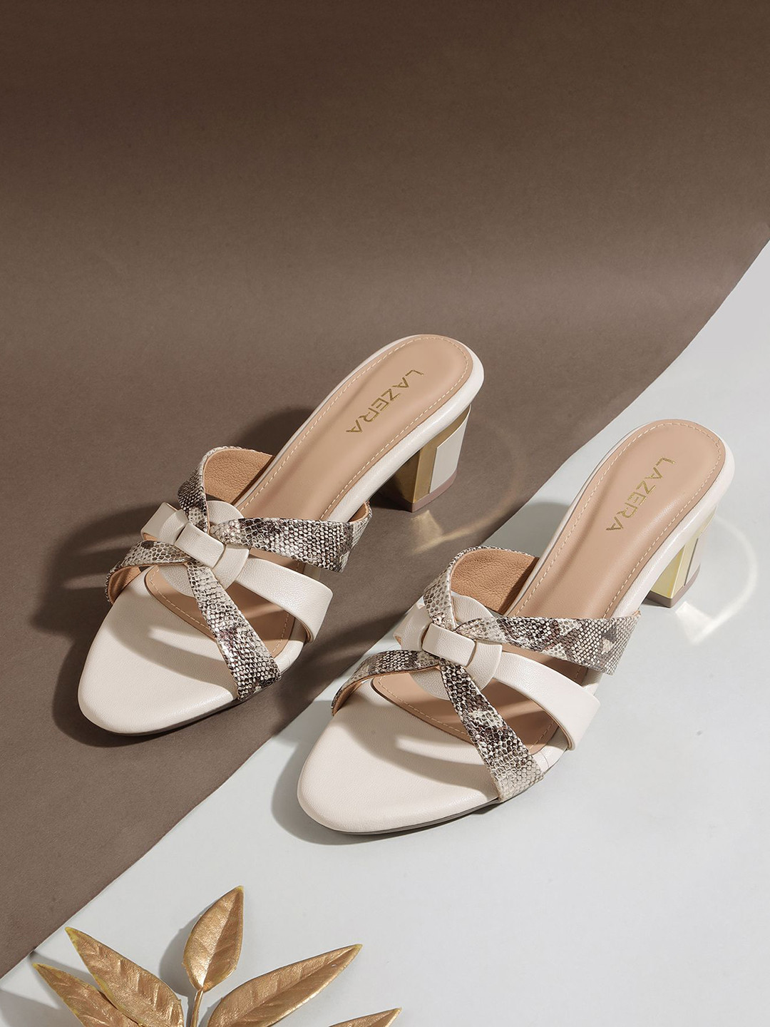 Lazera Textured Block Heels Sandals