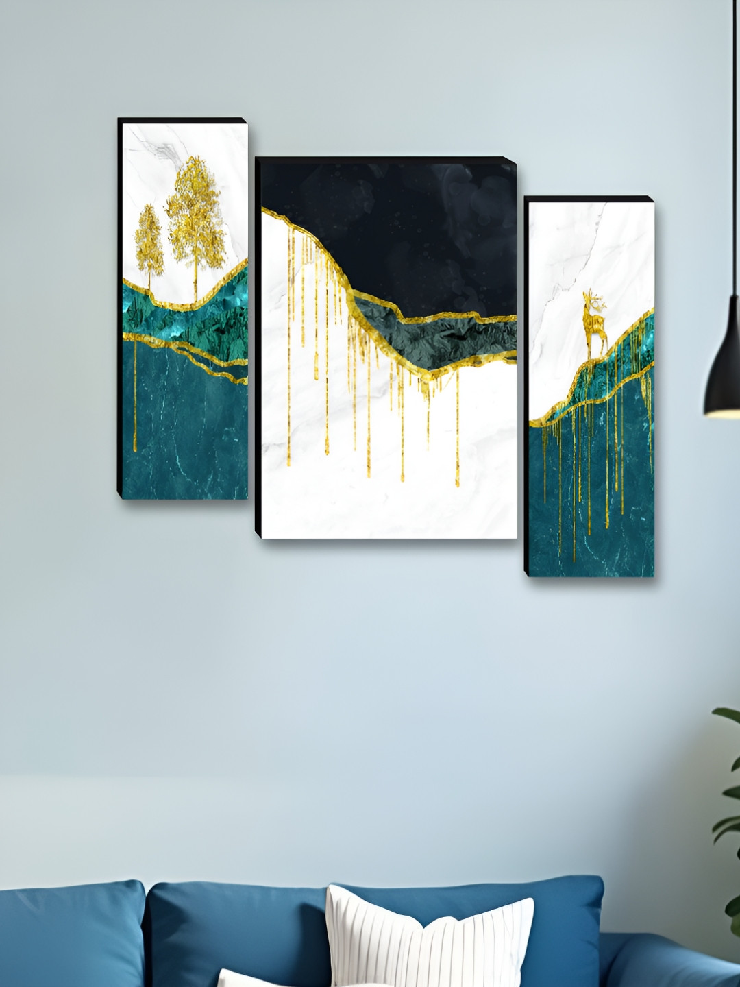 Livin'luxe White & Black 3 Pieces Tree & Deer Abstract Wall Arts