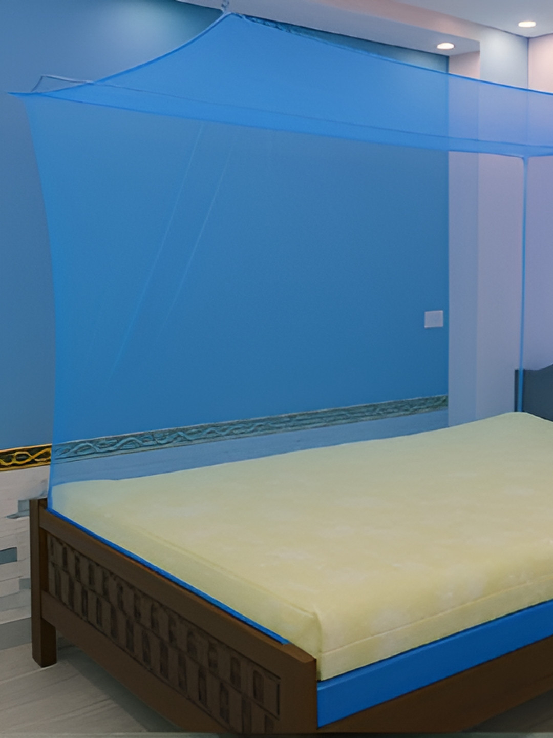 MEHON CRAFT Blue Queen Size Foldable Tent Mosquito Net