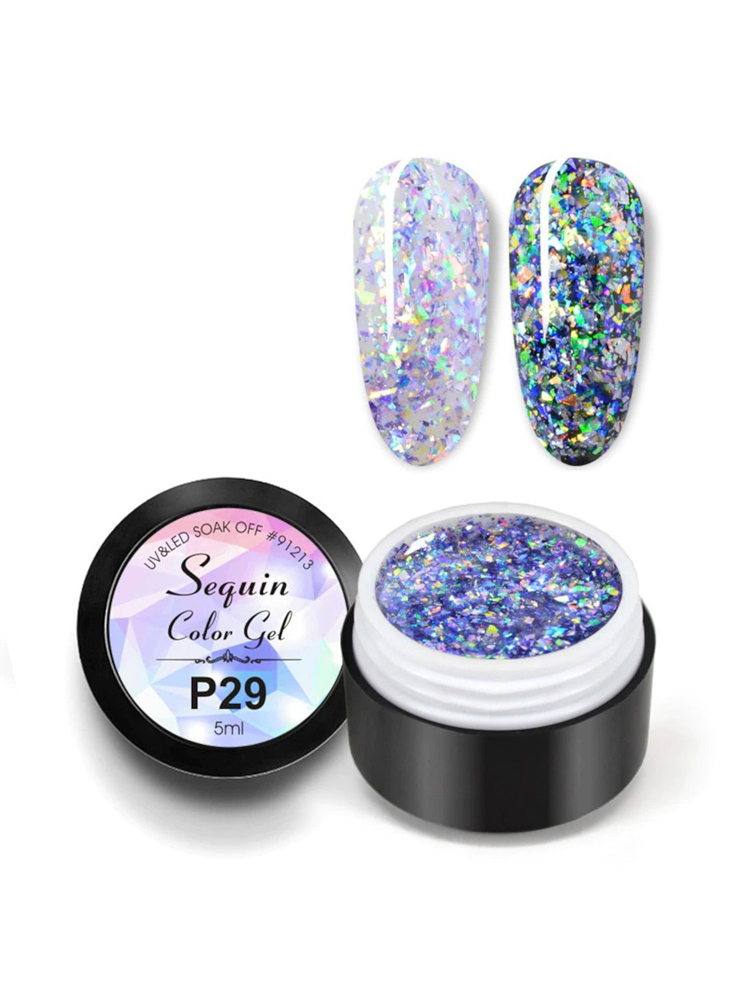BELLE GAGA Peacock Foil Sequin Gel Glitter Color Gel Nail Polish - 5 ml - Shade P29