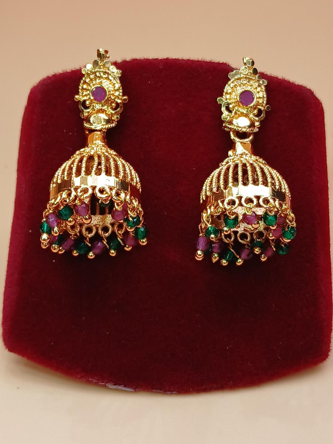 Sri devi pealrs & fashions  Gold-Plated Artificial Beads Copper Earrings