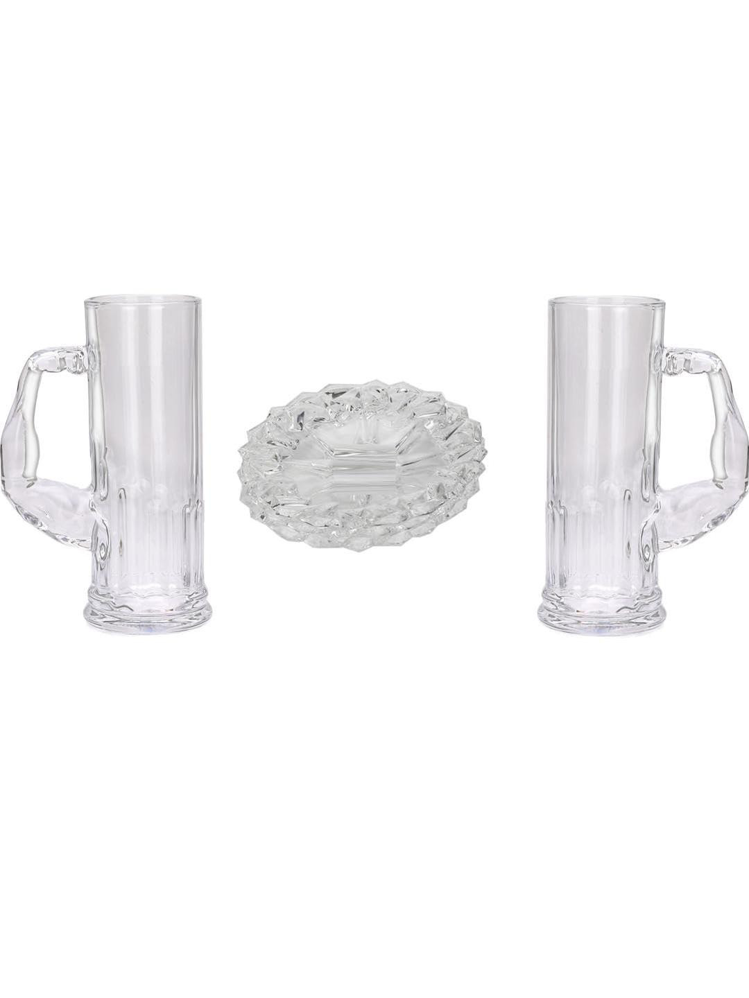 SOMIL Transparent Glass Dishwasher Safe Set Of 3 Dinner Set