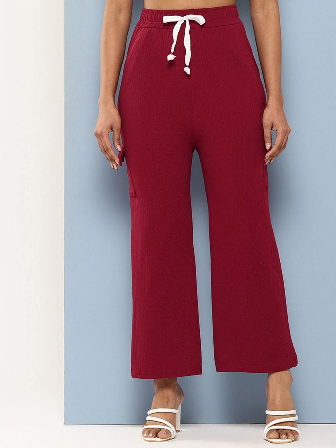 BAESD Girls Mid-Rise Regular Wide Leg Trousers